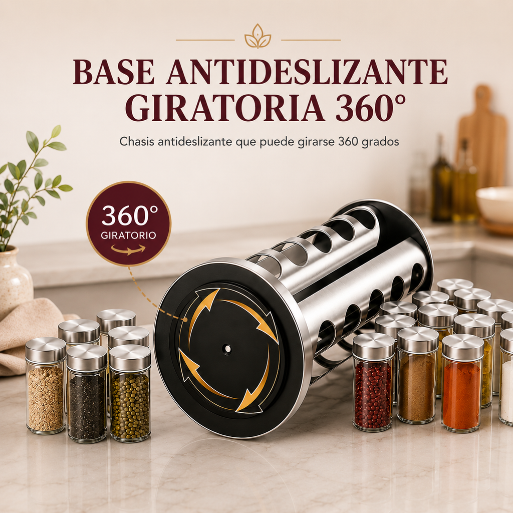 GiroSpice™ Especiero Giratorio + Ebook de Cocina Mexicana | Todas tus especias al alcance