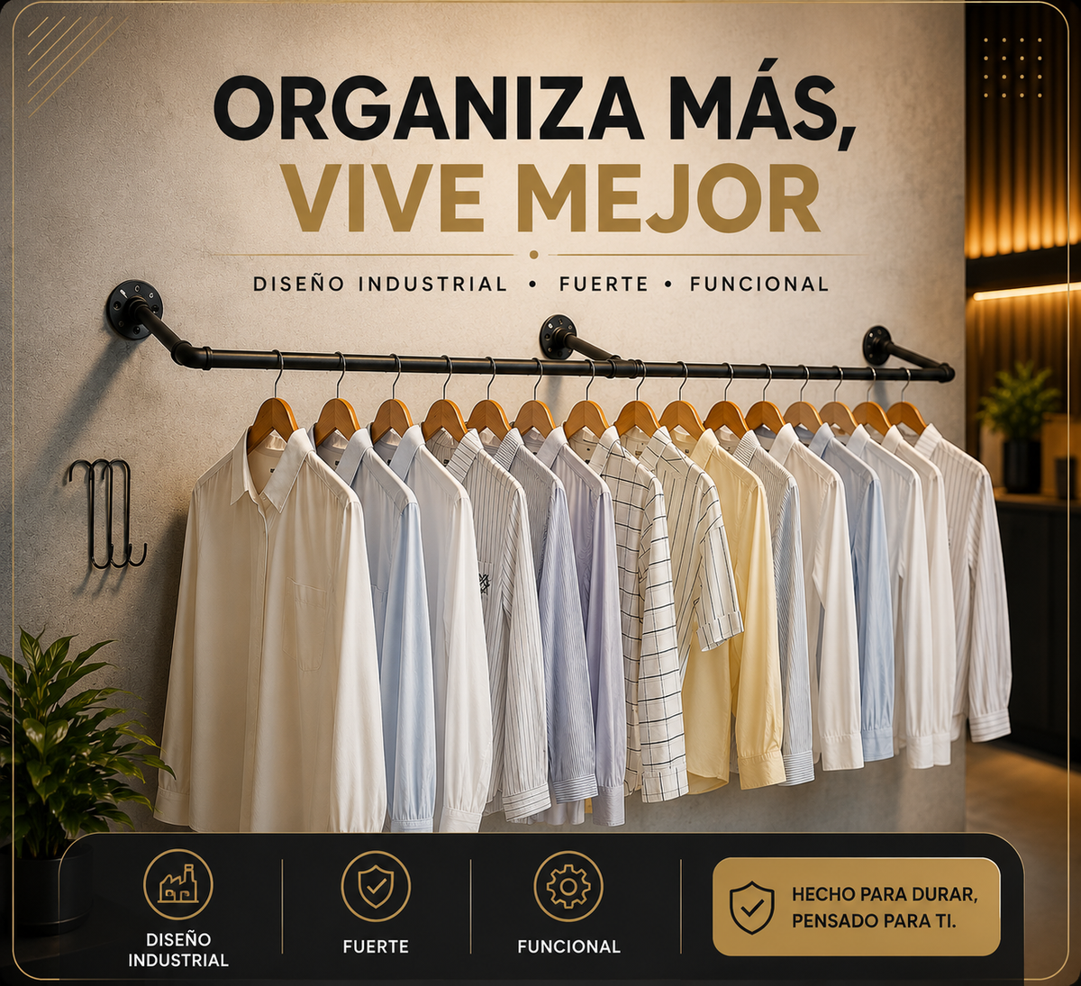 IronNest™ Perchero de Pared | Ahorra Espacio Con Estilo