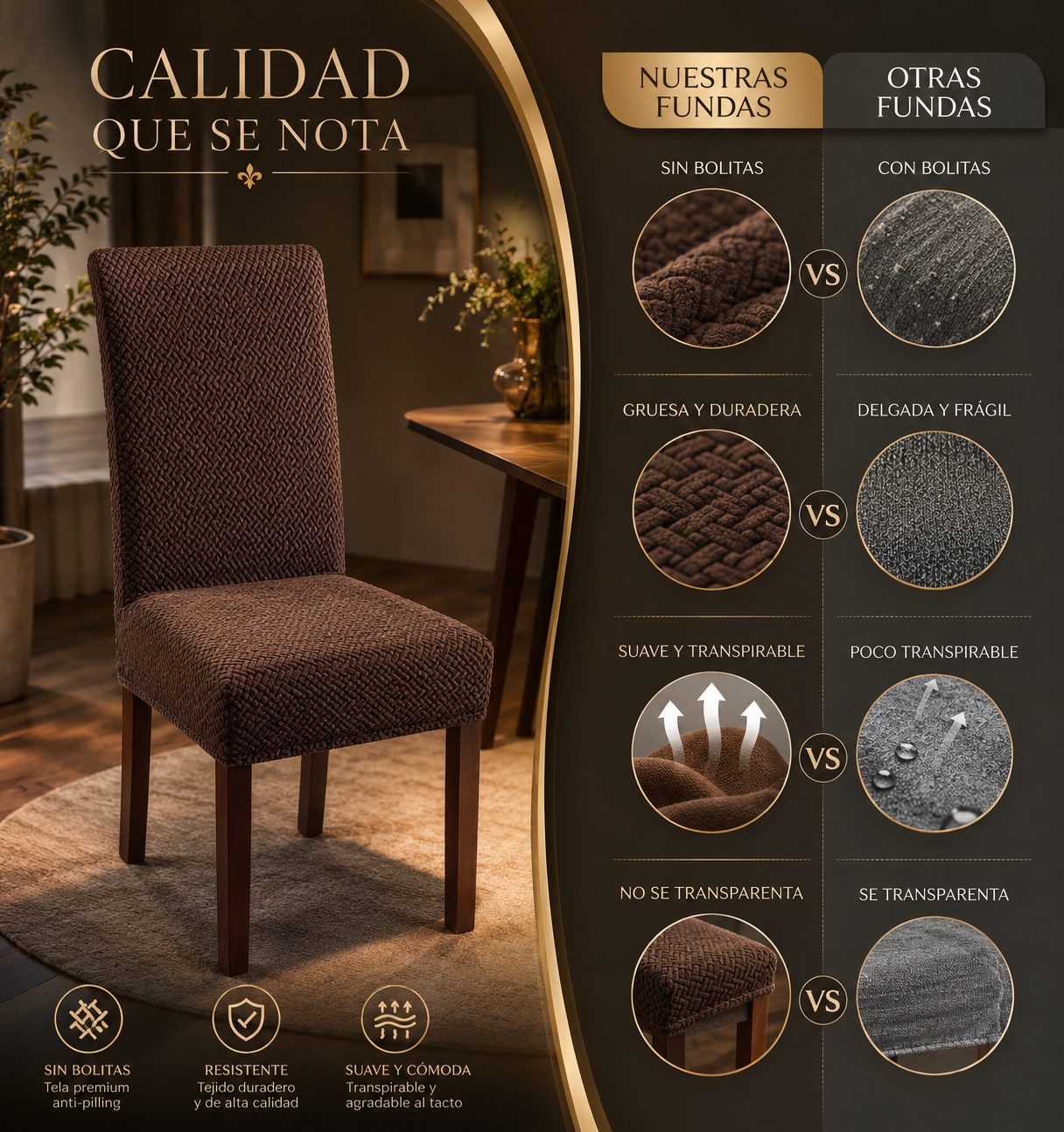 ProtectFit™ Fundas Protectoras para Silla 6 pzas. | Transforma tu Comedor en Minutos