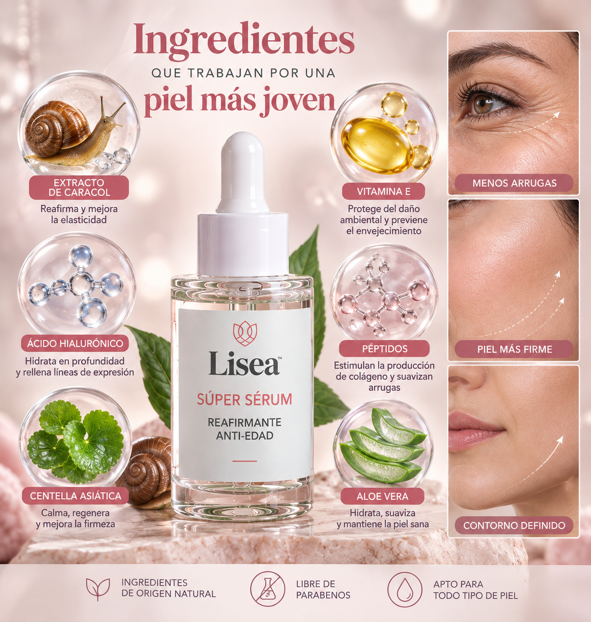 Lisea™ | Tratamiento Reafirmante 2 en 1 | Devuélvele Firmeza y Juventud a tu Rostro