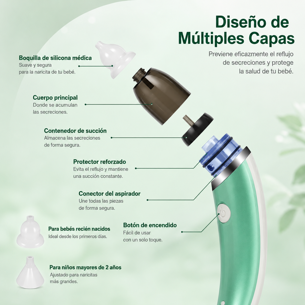 Nubi™ | Aspirador Nasal para Bebé | Respiración Libre y Tranquila
