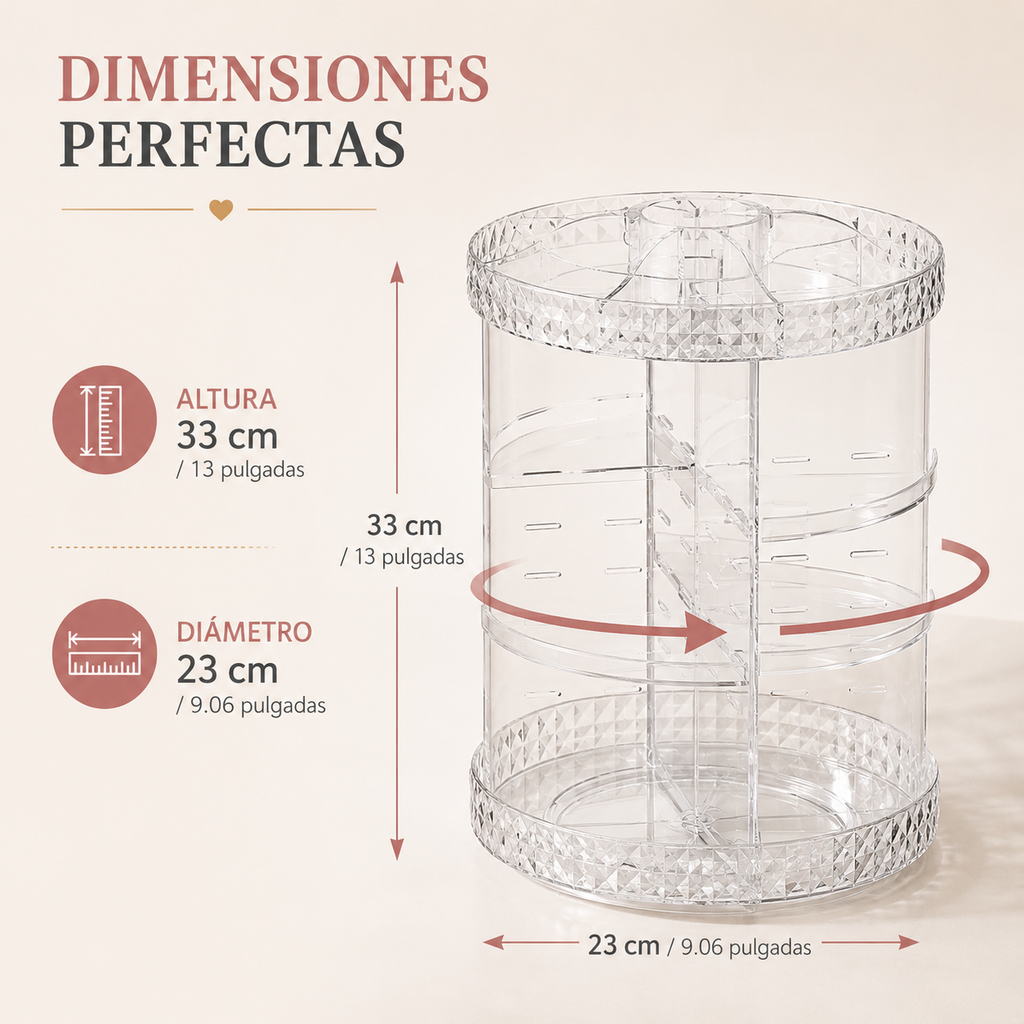 Auralis™ Organizador Giratorio de Maquillaje | Orden y Elegancia en Segundos