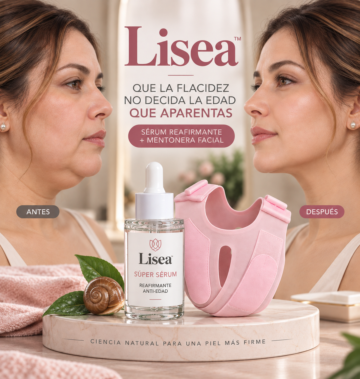 Lisea™ | Tratamiento Reafirmante 2 en 1 | Devuélvele Firmeza y Juventud a tu Rostro