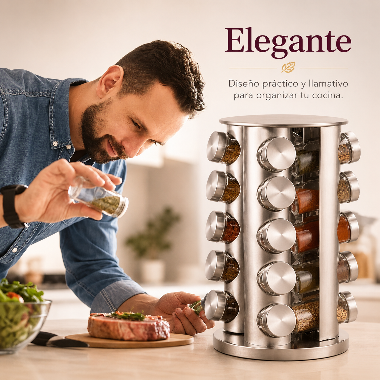 GiroSpice™ Especiero Giratorio + Ebook de Cocina Mexicana | Todas tus especias al alcance