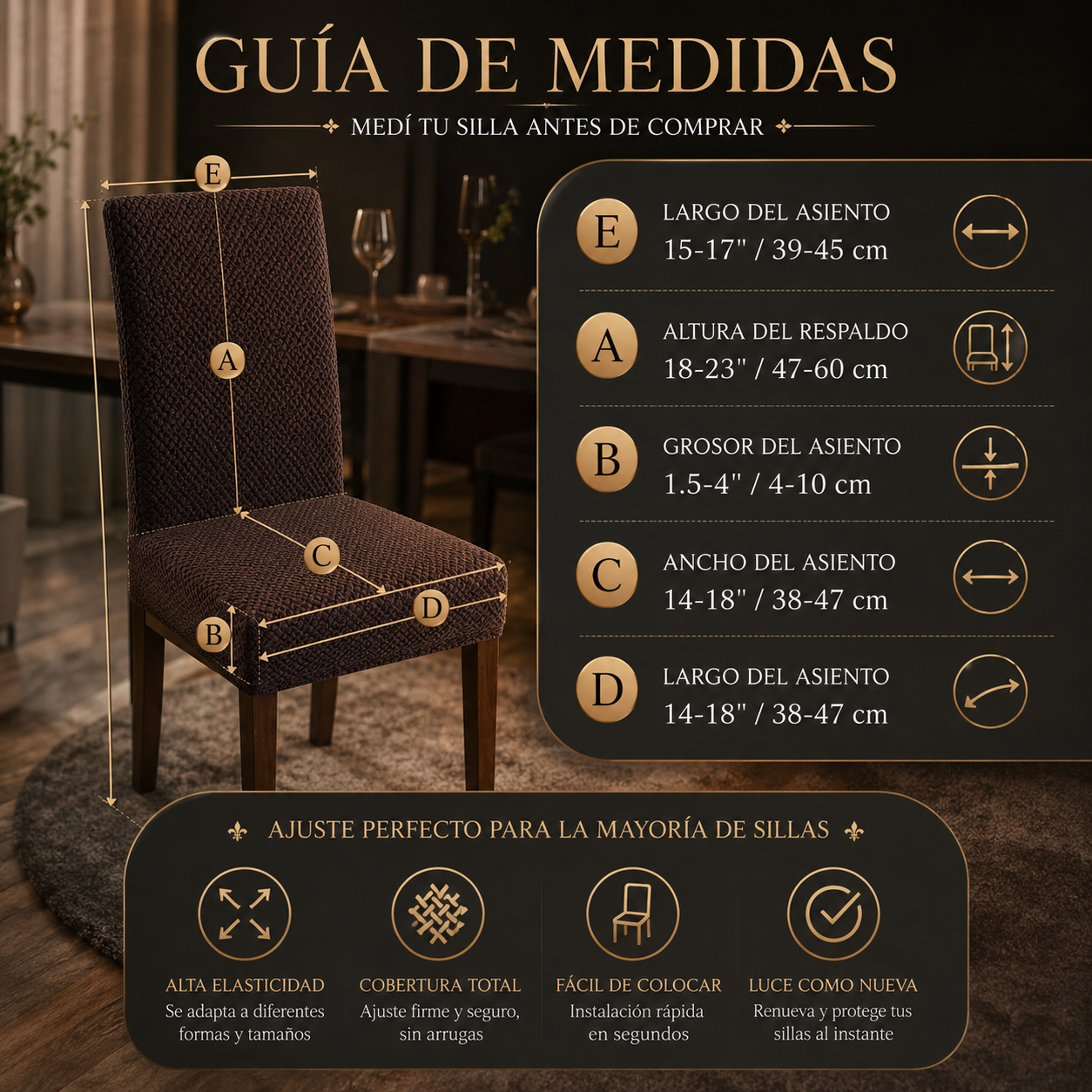 ProtectFit™ Fundas Protectoras para Silla 6 pzas. | Transforma tu Comedor en Minutos
