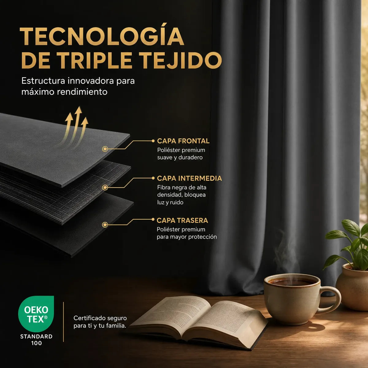 Umbrella™ 2 Cortinas Blackout Premium Aislantes de Luz y Calor