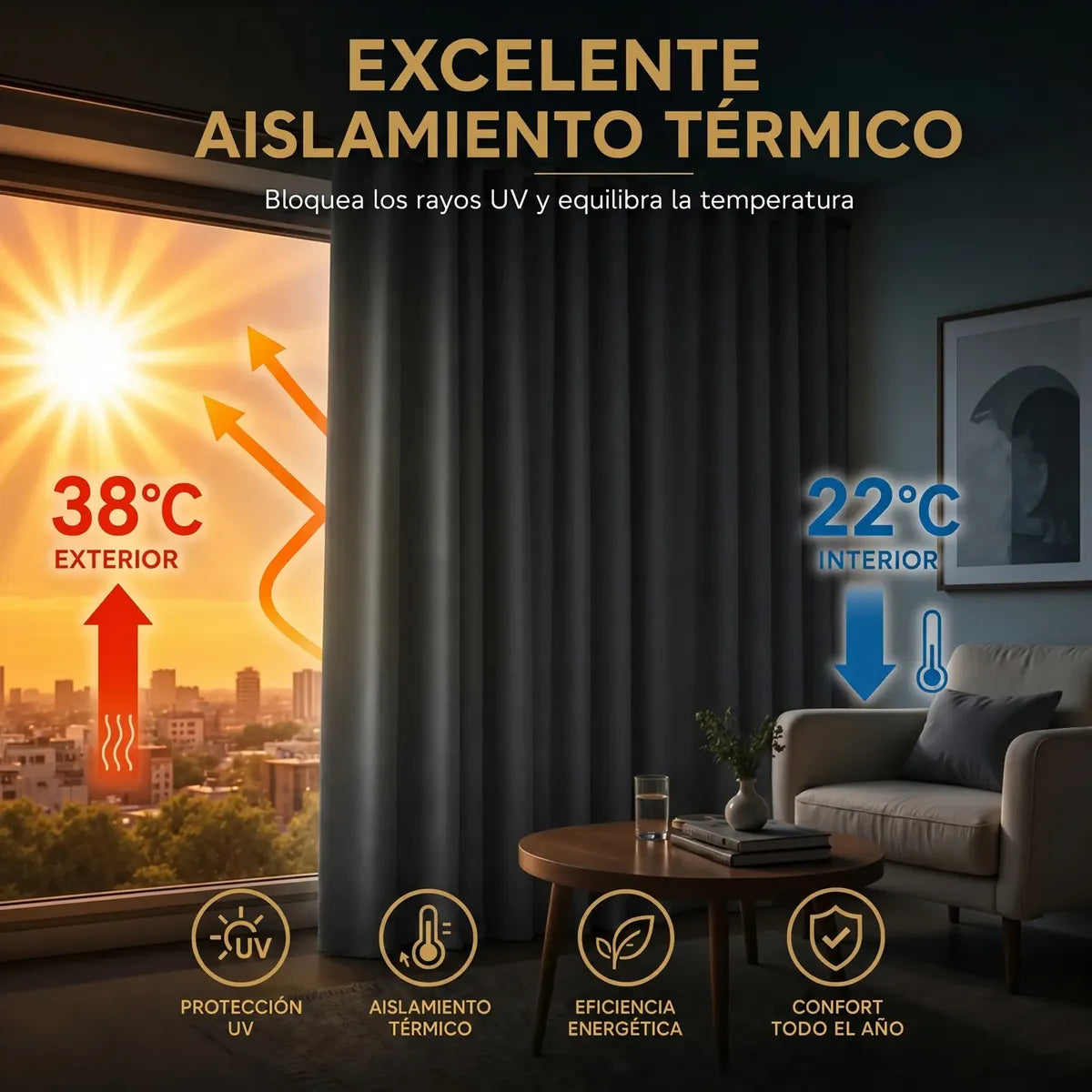 Umbrella™ 2 Cortinas Blackout Premium Aislantes de Luz y Calor