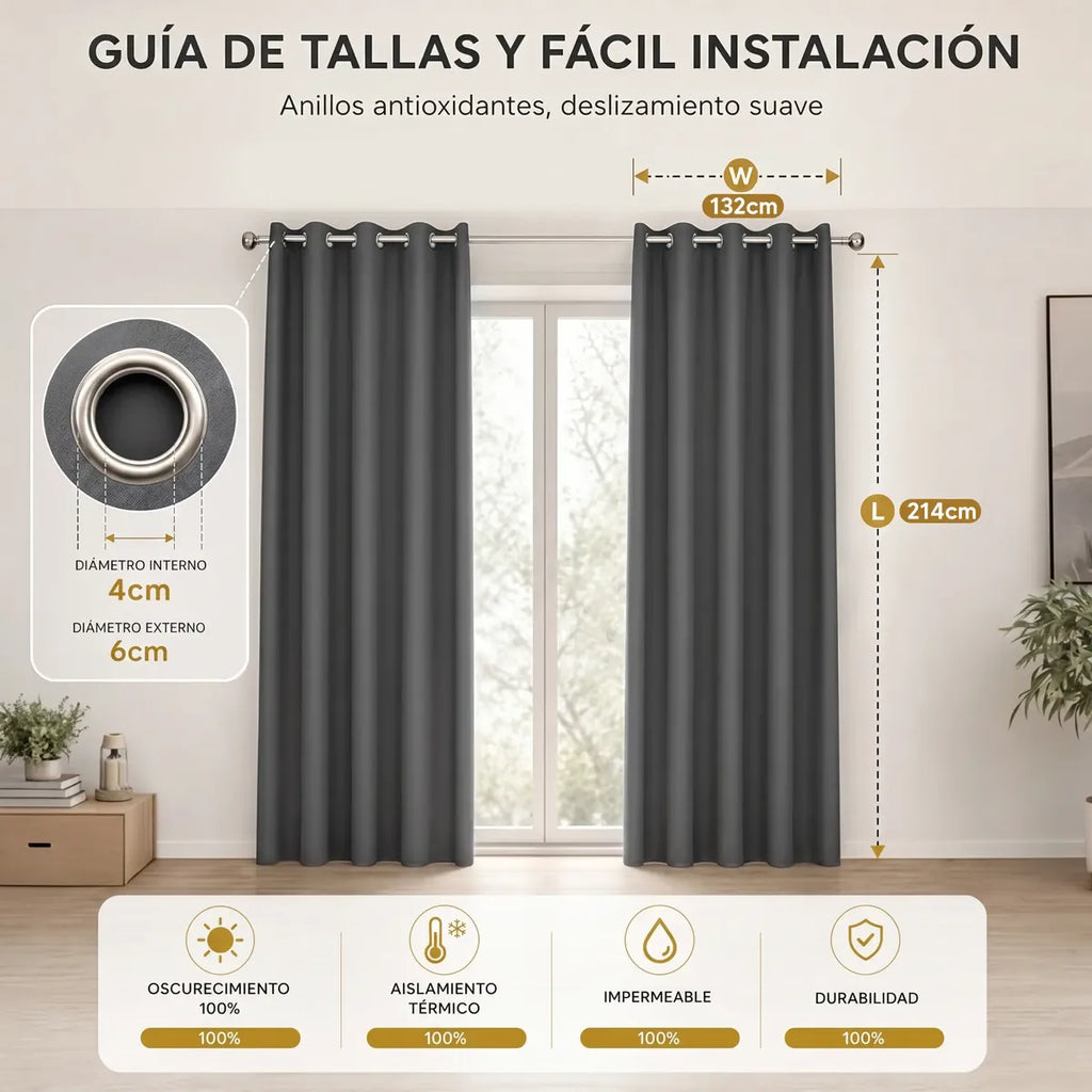 Umbrella™ 2 Cortinas Blackout Premium Aislantes de Luz y Calor