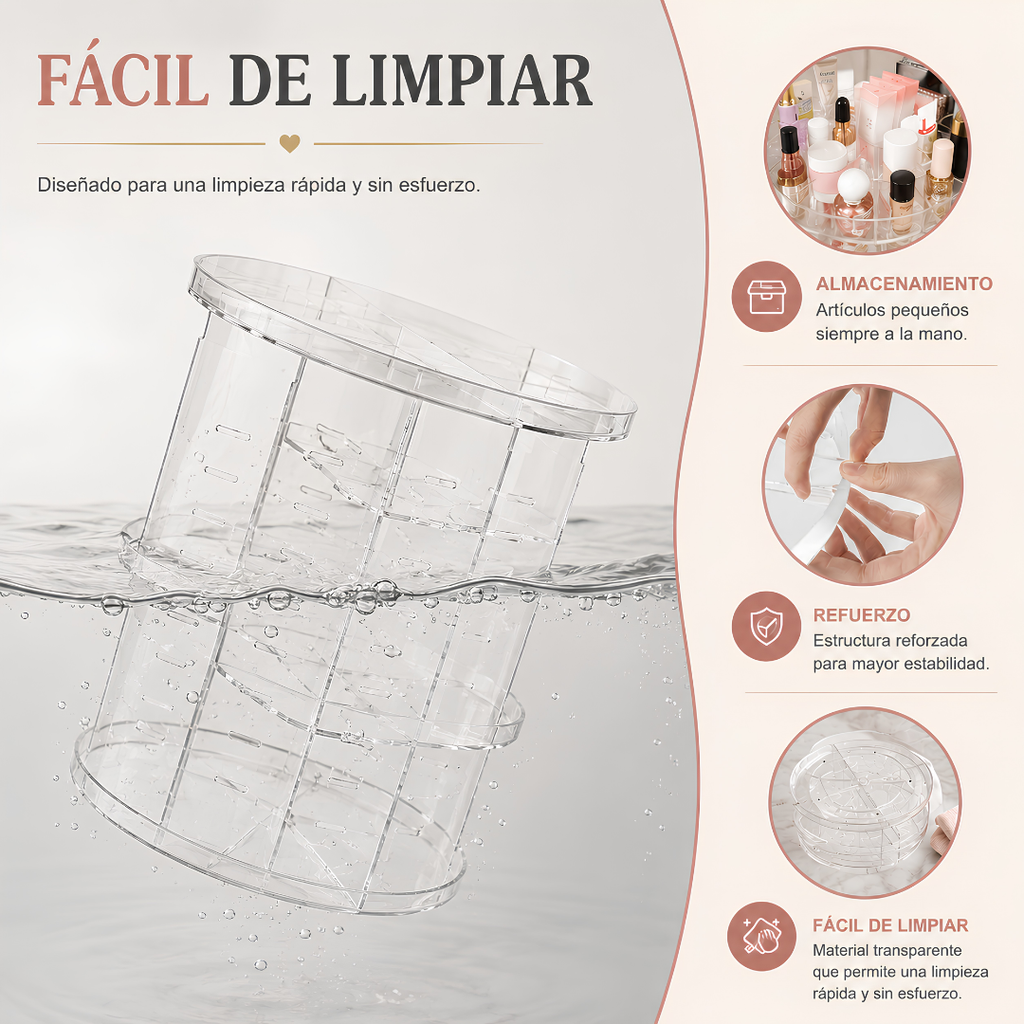 Auralis™ Organizador Giratorio de Maquillaje | Orden y Elegancia en Segundos