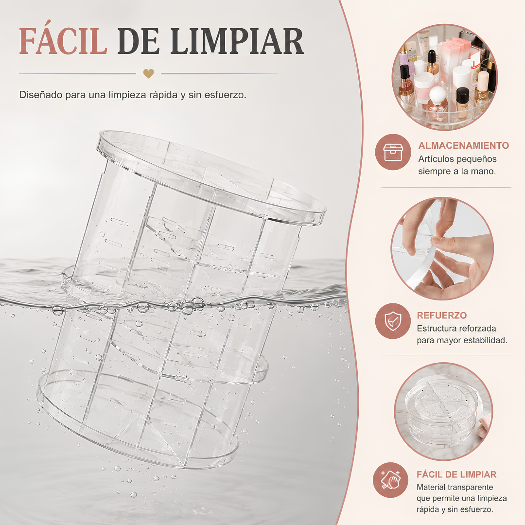 Auralis™ Organizador Giratorio de Maquillaje | Orden y Elegancia en Segundos