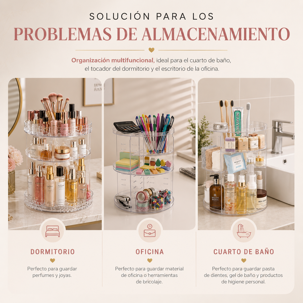 Auralis™ Organizador Giratorio de Maquillaje | Orden y Elegancia en Segundos