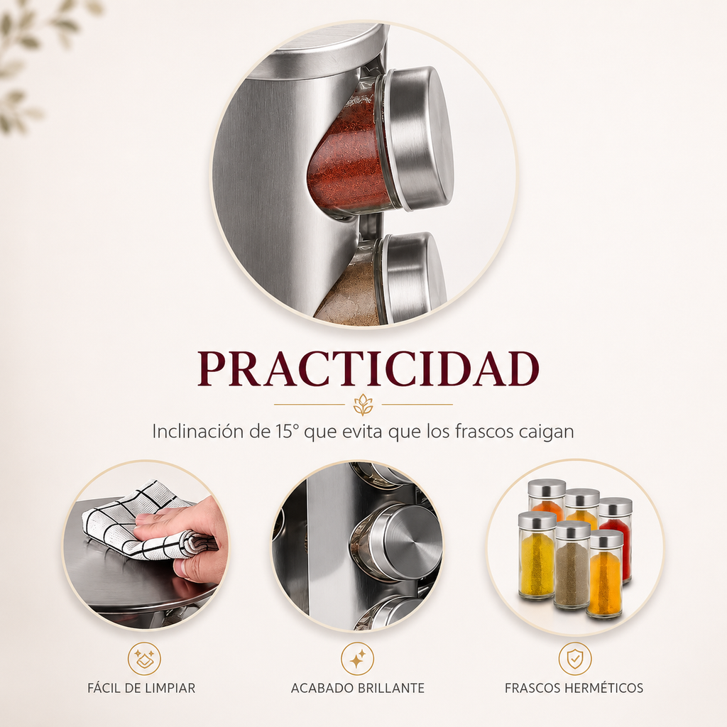 GiroSpice™ Especiero Giratorio + Ebook de Cocina Mexicana | Todas tus especias al alcance