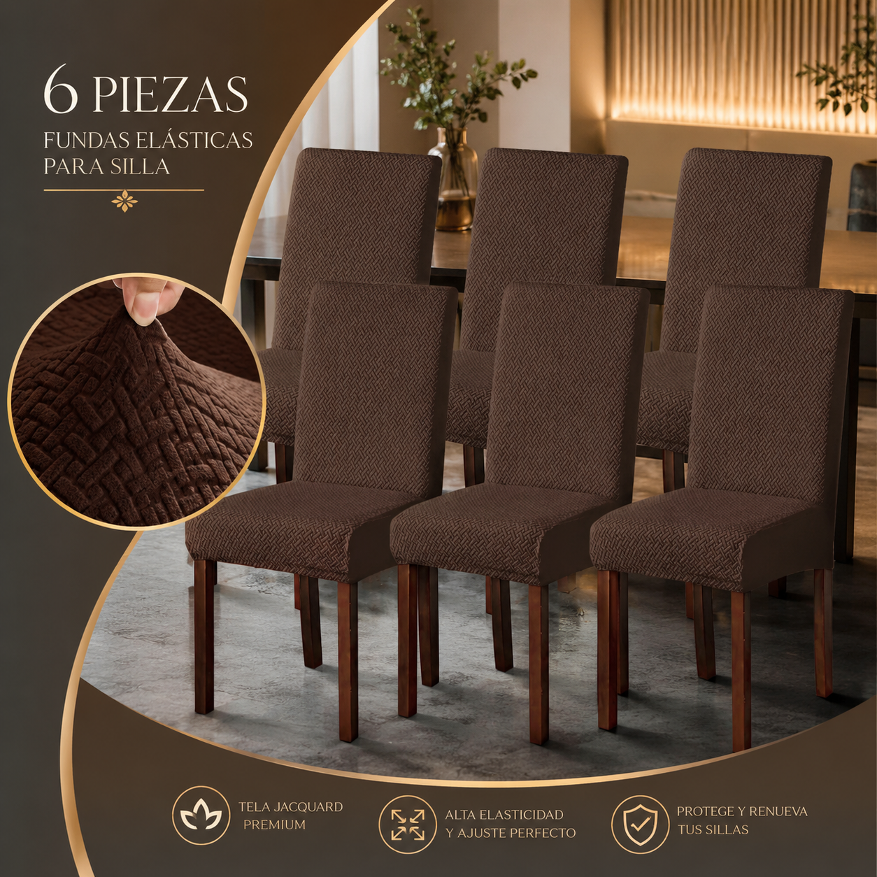 ProtectFit™ Fundas Protectoras para Silla 6 pzas. | Transforma tu Comedor en Minutos
