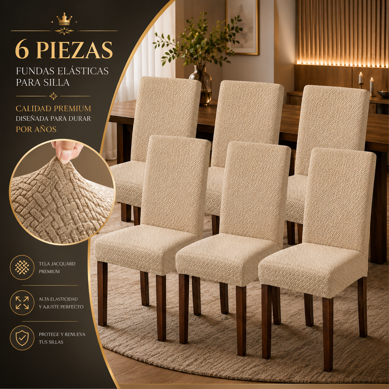 ProtectFit™ Fundas Protectoras para Silla 6 pzas. | Transforma tu Comedor en Minutos